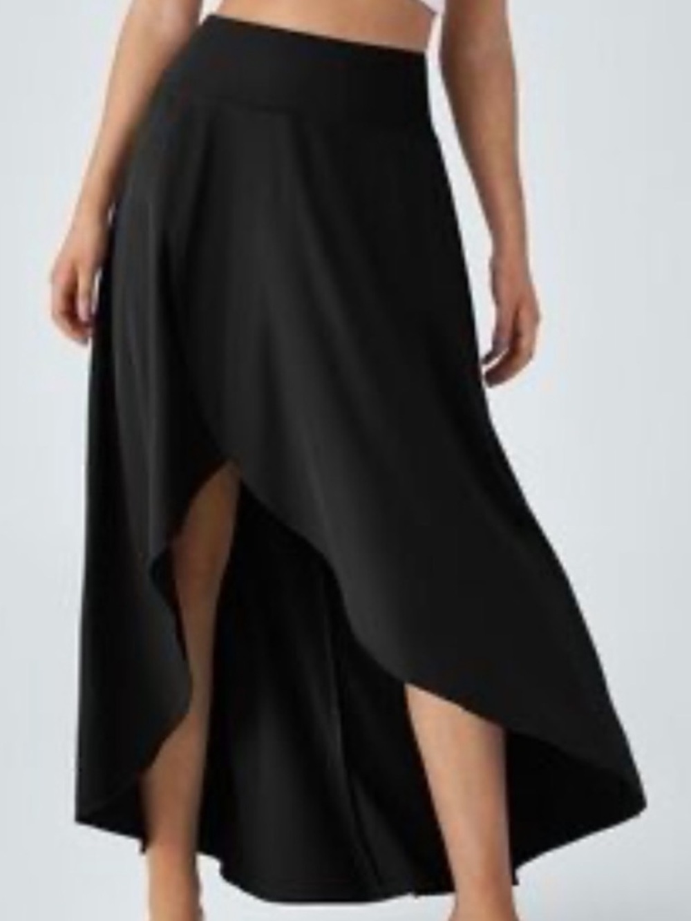 Halara Breezeful High Low Black Ruffle Built In Short Quick Dry Maxi Skirt L - Picture 2 of 9